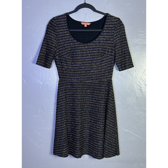 Modcloth Dresses & Skirts - Modcloth A Line Skater Dress Women Small Striped Glitter Sparkle Rainbow Stretch